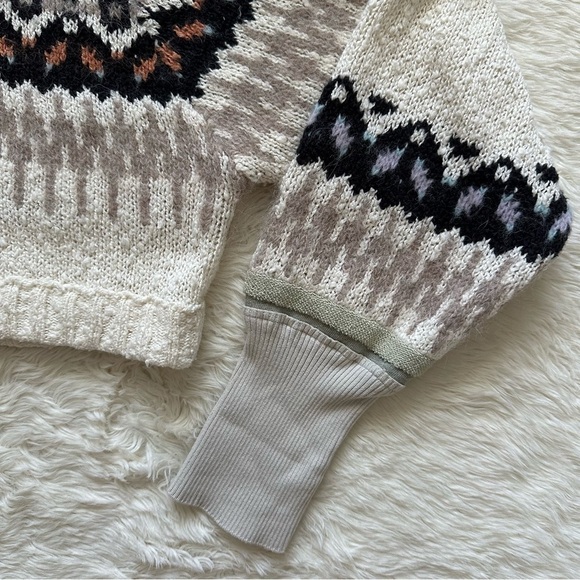 Free People Hoodie Inverness Pullover Sweater Cropped Long Sleeve Oatmeal S - Picture 7 of 12